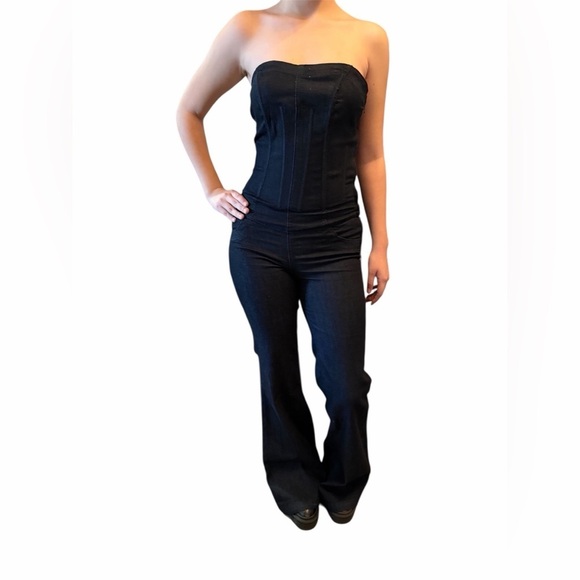 Arden B Pants - Vintage Y2K Arden B Strapless Denim Jumpsuit Corset Top Deadstock NWT Size 4